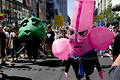 bush and dick inflatables, united for peace & justice march, 34th street, nyc, august 2004