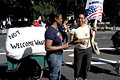 ouida, michelle, united for peace & justice march, madsion square park, nyc, august 2004