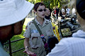 soldier who fought in iraq and now opposes bush and the war, central park, nyc, august 2004