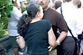 anti-bush protesters ejected from msnbc taping audience. equally loud pro-bush supporters were permitted to stay, herald square, nyc, august 2004