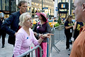 anit-bush demontrator refused entry to msnbc audience area, herald square, nyc, august 2004