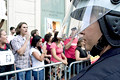 police locking down and freezing pedestrian traffic, herald square, nyc, august 2004