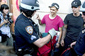 police search, herald square, nyc, august 2004