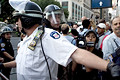 police locking down and freezing pedestrian traffic, herald square, nyc, august 2004