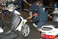 protester tackled and arrested by scooter squad, park avenue, nyc, august 2004