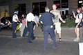 onlookers and protesters arrested for refusing to leave median quickly enough, park avenue, nyc, august 2004