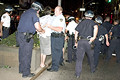 onlookers and protesters arrested for refusing to leave median quickly enough, park avenue, nyc, august 2004