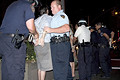 onlookers and protesters arrested for refusing to leave median quickly enough, park avenue, nyc, august 2004