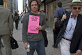 pink slip protest, broadway & park row, nyc, september 2004