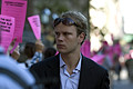 pink slip protest, broadway & park row, nyc, september 2004