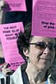 pink slip protest, broadway & city hall park, nyc, september 2004