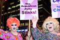 gender change for regime change, rally against corporate controlled media, radio city music hall, nyc, september 2004