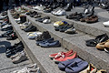 shoes representing confirmed civilians & military deaths in iraq, union square, nyc, september 2004