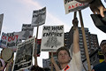 protest during bush's nomination acceptance speech, 8th avenue & 30th street, nyc, september 2004