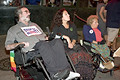 protesters in wheelchairs, protest during bush's nomination acceptance speech, 8th avenue & 30th street, nyc, september 2004