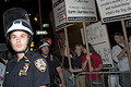 police, pro-bush protesters, protest during bush's nomination acceptance speech, 8th avenue & 29th street, nyc, september 2004