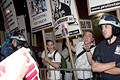 anti-bush protesters, pro-bush protesters, police, protest during bush's nomination acceptance speech, 8th avenue & 29th street, nyc, september 2004