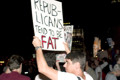 republicans tend to be fat, protest during bush's nomination acceptance speech, 8th avenue & 29th street, nyc, september 2004