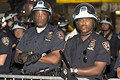 police preparing for the end of the rally, protest during bush's nomination acceptance speech, 8th avenue & 30th street, nyc, september 2004